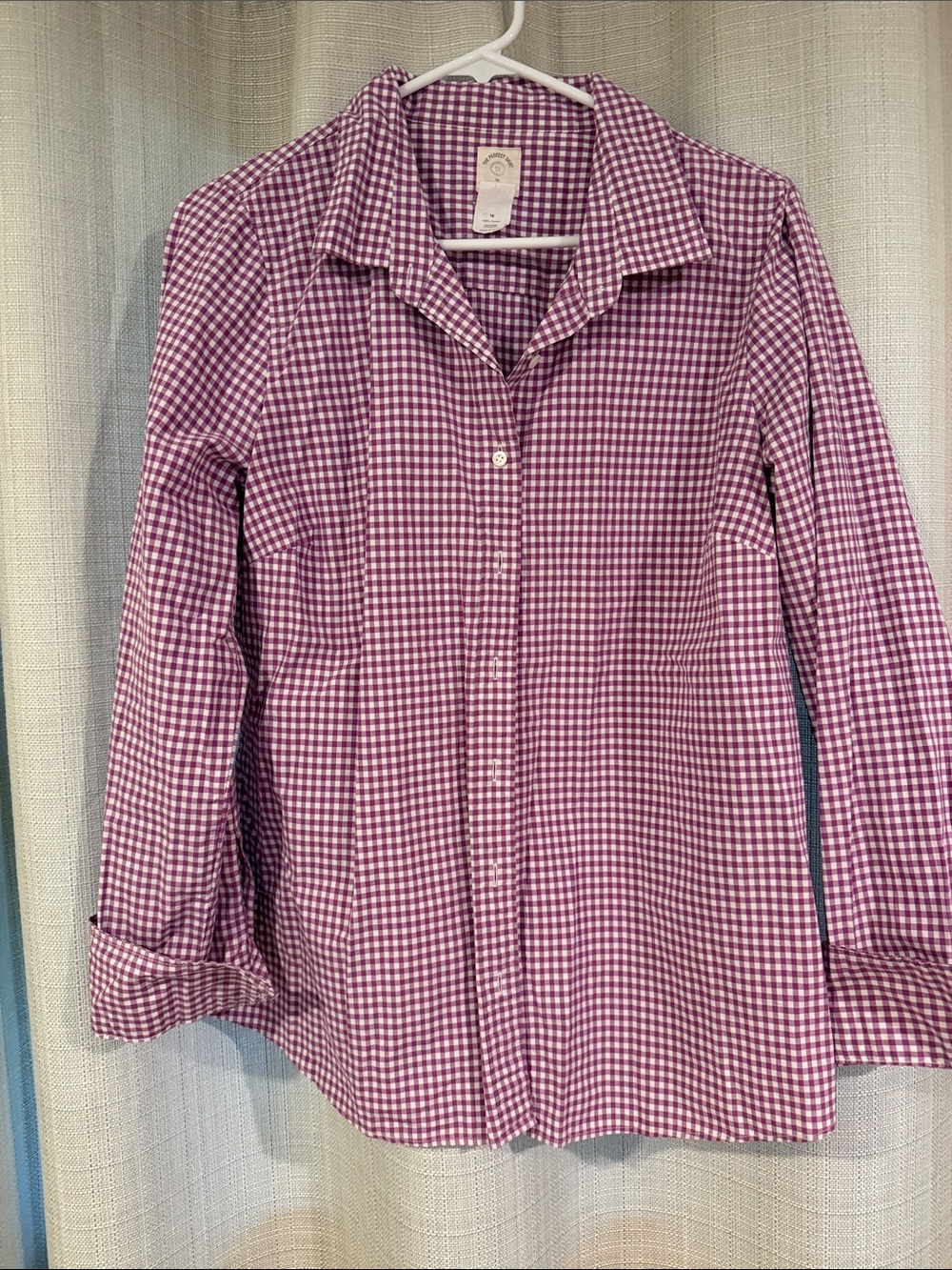 J. Crew Purple Gingham Button-Up Shirt Jacket